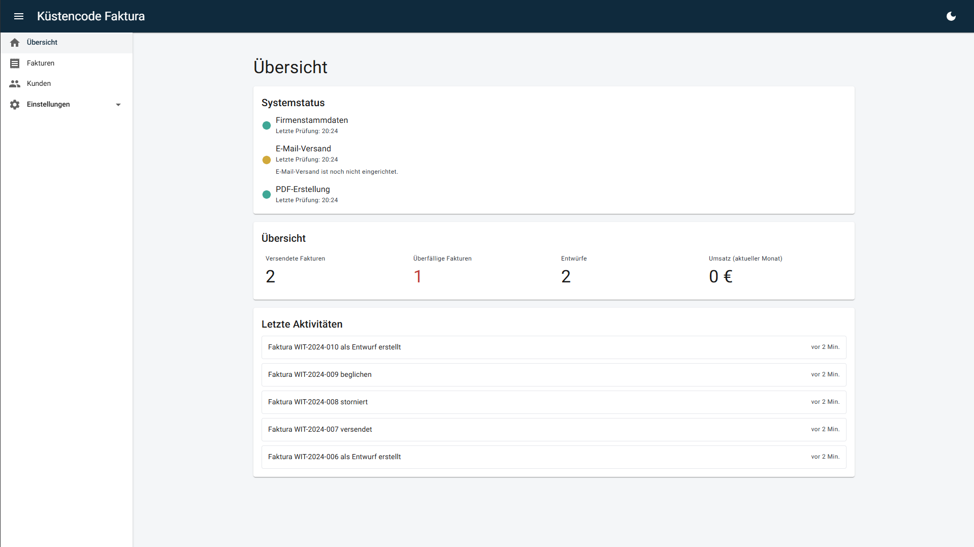 Faktura – Dashboard